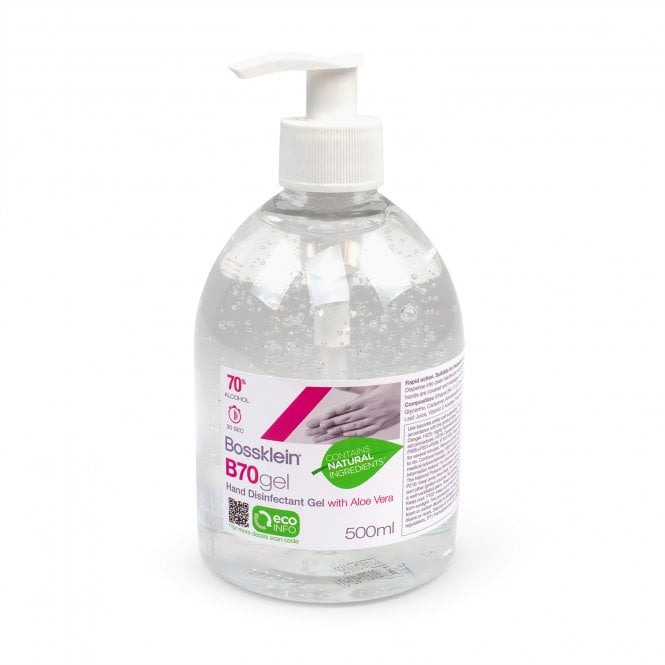 Bossklein B70gel Hand Disinfectant Gel Clear 500ml Aloe Vera