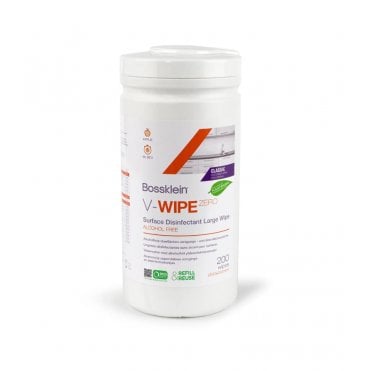 Bossklein V-WIPE ZERO Tub of 200 Alcohol Free Large Classic Wipes - Apple