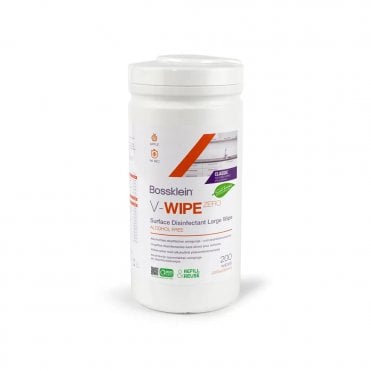 Bossklein V-WIPE ZERO Tub of 200 Alcohol Free Large Classic Wipes - Apple