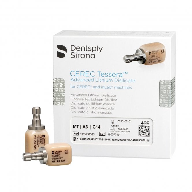 Dentsply CEREC Tessera CAD/CAM Blocks Size C14 MT A3 -Pack 4