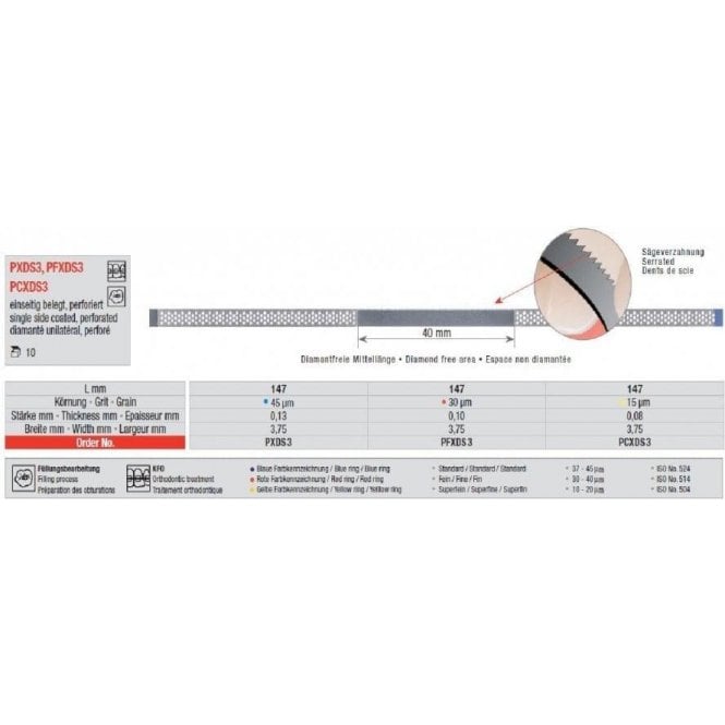 Edenta Diamond Finishing Strips Perfo 40mm 45um 3.75mm PXDS3