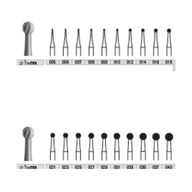 Edenta Steel Burs Round 23_010 Size 2 (1.204.010) - Pack 5