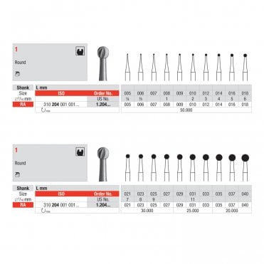 Edenta Steel Burs Round 23_035 (1.204.035) - Pack6