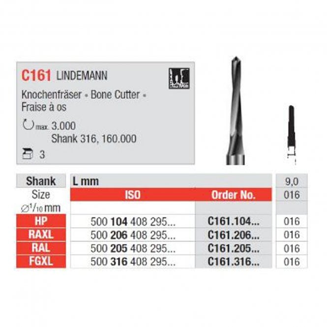 Edenta Tungsten Carbide Burs Bone Cutter HP C161 016 - Pack3