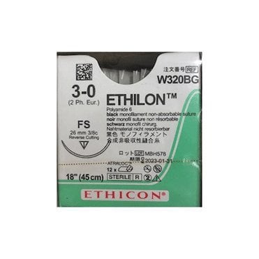 Ethicon Ethilon Black Suture 3/0 45cm M2 (W320BG) - Box 12