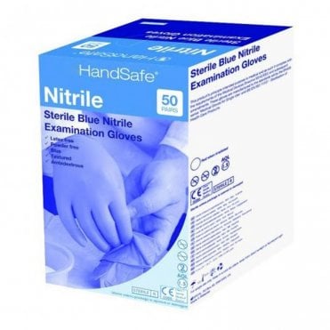 HPC HandSafe Sterile Blue Nitrile Gloves Small (GS690)