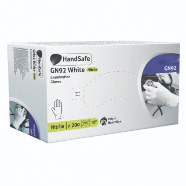 HPC HandSafe White Nitrile Gloves Small (GN92) - Box200