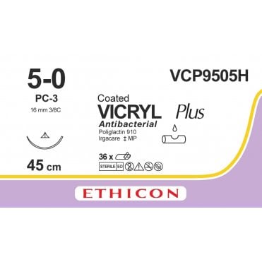 J&J Ethicon Sutures Vicryl Coated 5/0 PC-3 Prime (VCP9505H)