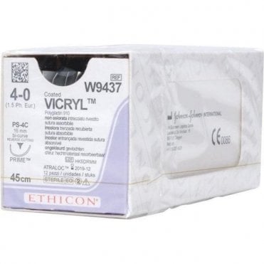 Johnson & Johnson Ethicon Sutures Vicryl 4/0 (W9437) - Box12