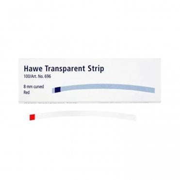 Kerr Transparent Strips Curved 8mm x 73mm Red (696) Pack 100