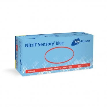 Meditrade Nitril Sensory Blue Nitrile Glove Small - Box200