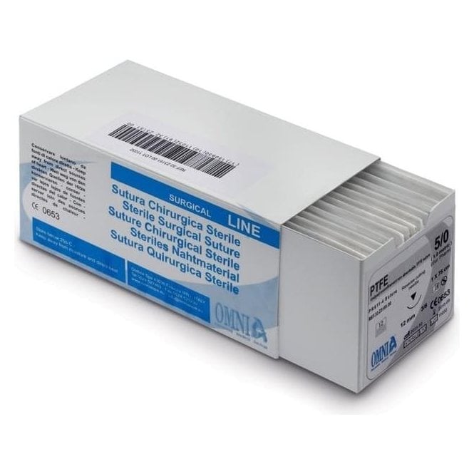 Omnia PTFE Suture 75cm 5/0 Cutting Edge 12mm 1/2 Circle