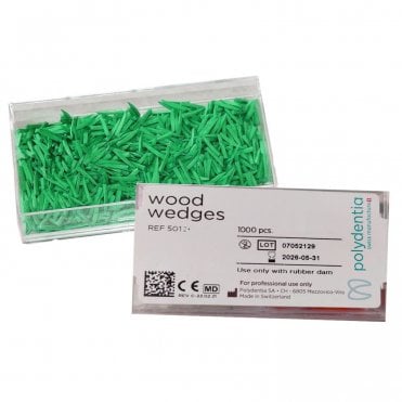 Polydentia Wood Wedges Green 13mm Medium (5013) - Box100