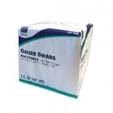 Premier Gauze Swabs (Non-sterile) 8-ply 10cm x 10cm -Pack100