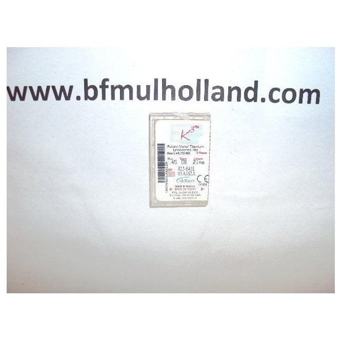 SybronEndo K3 Ni-Ti Files .06 Taper L21mm 45 (825-6451) - 6