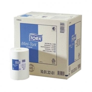 Tork Wiping Paper Roll Mini C/Feed 1Ply White 12pk (100152)