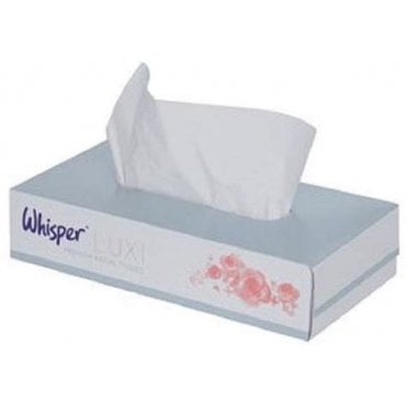 Whisper LUXI White Facial Tissues 2 Ply - Case36